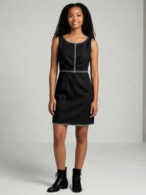 Moschino Cheap and Chic Black Dress Size 8 Sleeveless Minimalist Contrast Stitch
